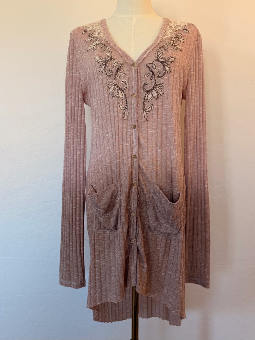 Miss Me Embellished Ribbed Cardigan size large